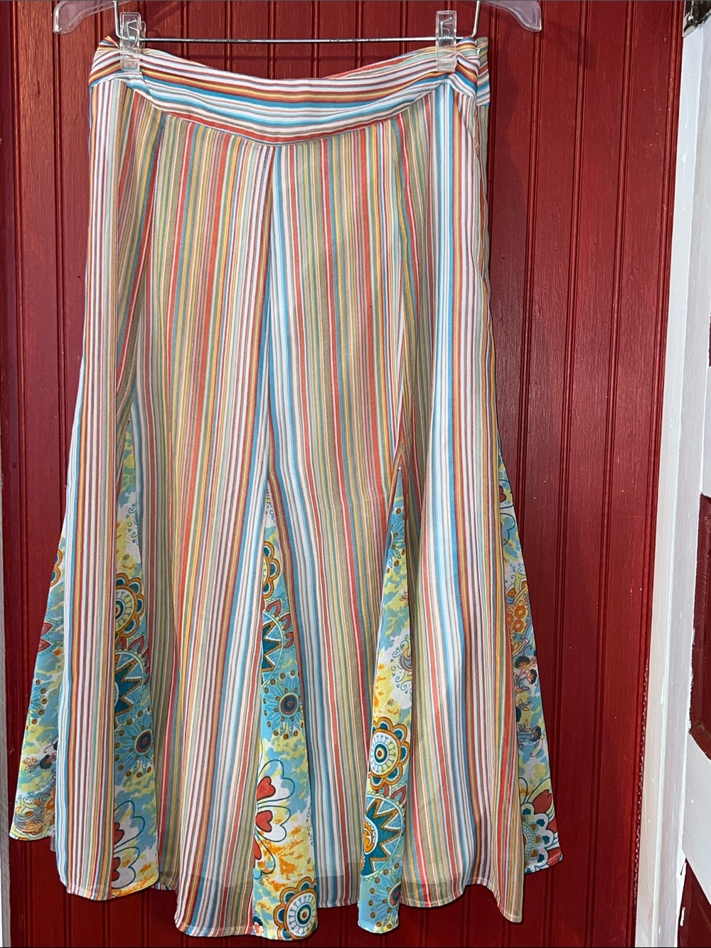 Vintage Choices Multicolor Striped & Floral Panel Circle Skirt S